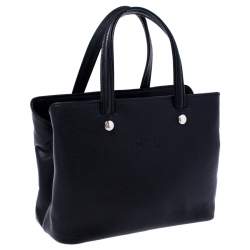 Pre Owned  Longchamp Black Leather Shop-it M Tote