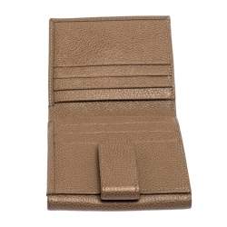 Pre Owned Longchamp Beige Leather Flap Compact Wallet