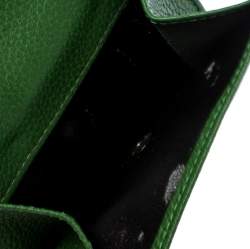 Pre Owned Longchamp Green Leather Flap Compact Wallet