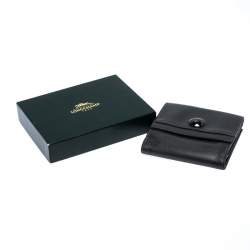 Longchamp Metallic Grey Leather Flap Button Compact Wallet