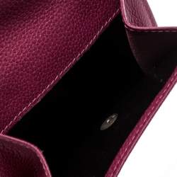 Longchamp Magenta Leather Flap Compact Wallet