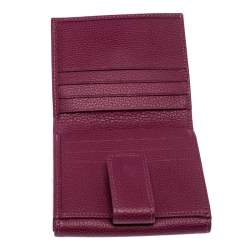 Longchamp Magenta Leather Flap Compact Wallet