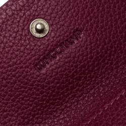 Longchamp Magenta Leather Flap Compact Wallet