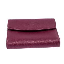 Longchamp Magenta Leather Flap Compact Wallet