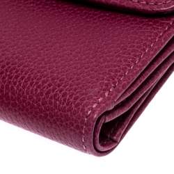 Longchamp Magenta Leather Flap Compact Wallet