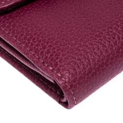 Longchamp Magenta Leather Flap Compact Wallet