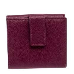 Longchamp Magenta Leather Flap Compact Wallet