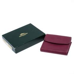 Longchamp Magenta Leather Flap Compact Wallet
