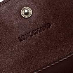 Longchamp Maroon Leather Roseau Compact Wallet