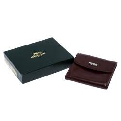 Longchamp Maroon Leather Roseau Compact Wallet