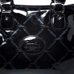 Pre Owned Longchamp Black Printed Patent Leather Tote