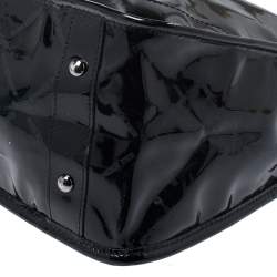 Pre Owned Longchamp Black Printed Patent Leather Tote