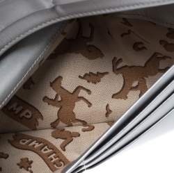 Pre Owned Longchamp Silver Textured Leather Continental Flap Wallet