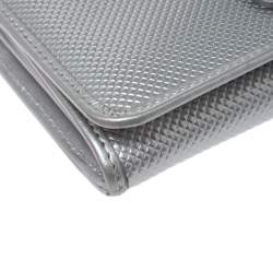 Pre Owned Longchamp Silver Textured Leather Continental Flap Wallet