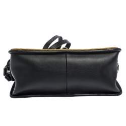Longchamp Black/Khaki Leather and Suede Le Pliage Heritage Top Handle Bag