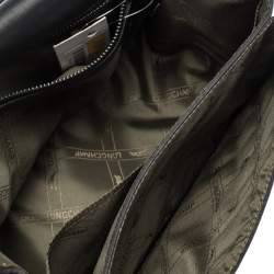 Longchamp Black/Khaki Leather and Suede Le Pliage Heritage Top Handle Bag