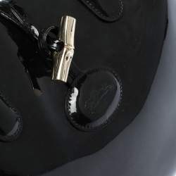 Pre Owned Longchamp Black Patent Leather Roseau Tote