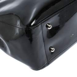 Pre Owned Longchamp Black Patent Leather Roseau Tote