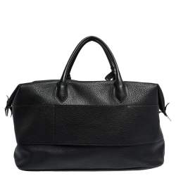 Pre Owned Longchamp Black Grained Leather Ulysse Duffel Bag