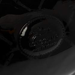 Longchamp Black Signature Print Patent Leather Satchel