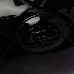 Longchamp Black Signature Print Patent Leather Satchel