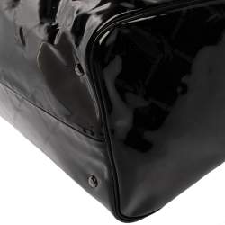 Longchamp Black Signature Print Patent Leather Satchel