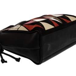 Longchamp Black/Multicolor Leather and Suede Medium Penelope Arty Tote