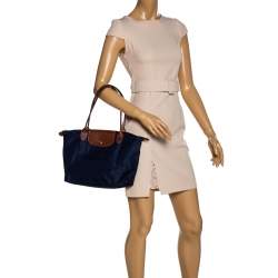 Pre Owned Longchamp Navy Blue Nylon Small Le Pliage Tote