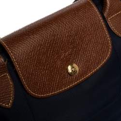 Pre Owned Longchamp Navy Blue Nylon Small Le Pliage Tote