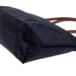 Pre Owned Longchamp Navy Blue Nylon Small Le Pliage Tote