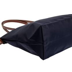 Pre Owned Longchamp Navy Blue Nylon Small Le Pliage Tote