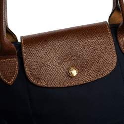 Pre Owned Longchamp Navy Blue Nylon Small Le Pliage Tote