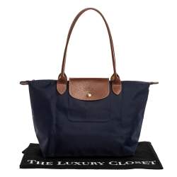 Pre Owned Longchamp Navy Blue Nylon Small Le Pliage Tote