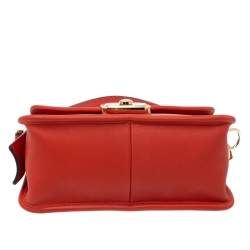 Pre Owned Longchamp Orange Perforated Leather Mademoiselle Top Handle Bag