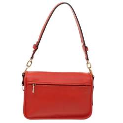 Pre Owned Longchamp Orange Perforated Leather Mademoiselle Top Handle Bag