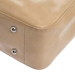 Pre Owned Longchamp Beige Patent Leather Roseau Tote