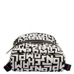 Pre Owned Longchamp Black/White Nylon and Leather Le Pliage Backpack