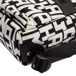 Pre Owned Longchamp Black/White Nylon and Leather Le Pliage Backpack