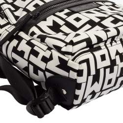 Pre Owned Longchamp Black/White Nylon and Leather Le Pliage Backpack