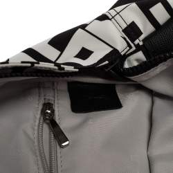 Pre Owned Longchamp Black/White Nylon and Leather Le Pliage Backpack