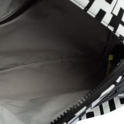 Pre Owned Longchamp Black/White Nylon and Leather Le Pliage Backpack