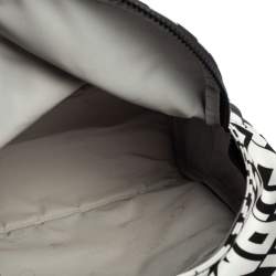 Pre Owned Longchamp Black/White Nylon and Leather Le Pliage Backpack