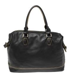 Pre Owned Longchamp Black Leather Legend Tote