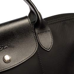 Pre Owned Longchamp Black Nylon and Leather Small Le Pliage Tote