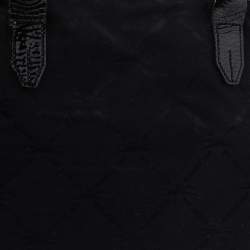 Pre Owned Longchamp Black Logo Embossed Canvas Tote