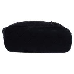 Pre Owned Longchamp Black Logo Embossed Canvas Tote