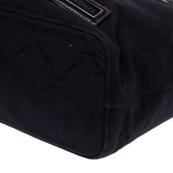 Pre Owned Longchamp Black Logo Embossed Canvas Tote