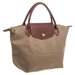 Pre Owned Longchamp Beige Nylon Mini Le Pliage Tote