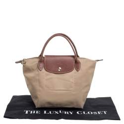 Pre Owned Longchamp Beige Nylon Mini Le Pliage Tote