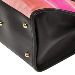 Pre Owned Longchamp Multicolor Leather and Canvas Le Pliage Heritage Tote